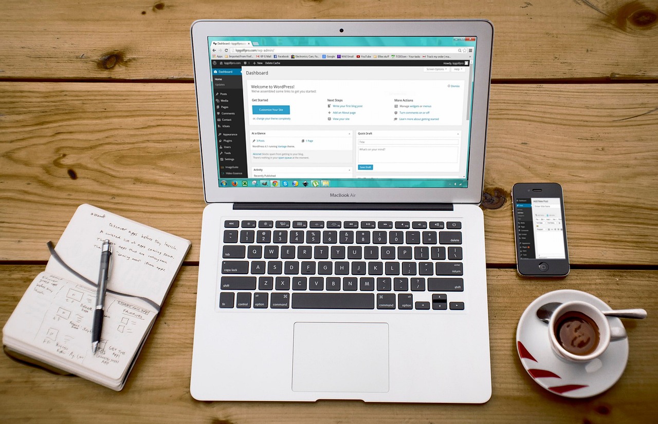 Happy client looking at their newly launched website on a laptop